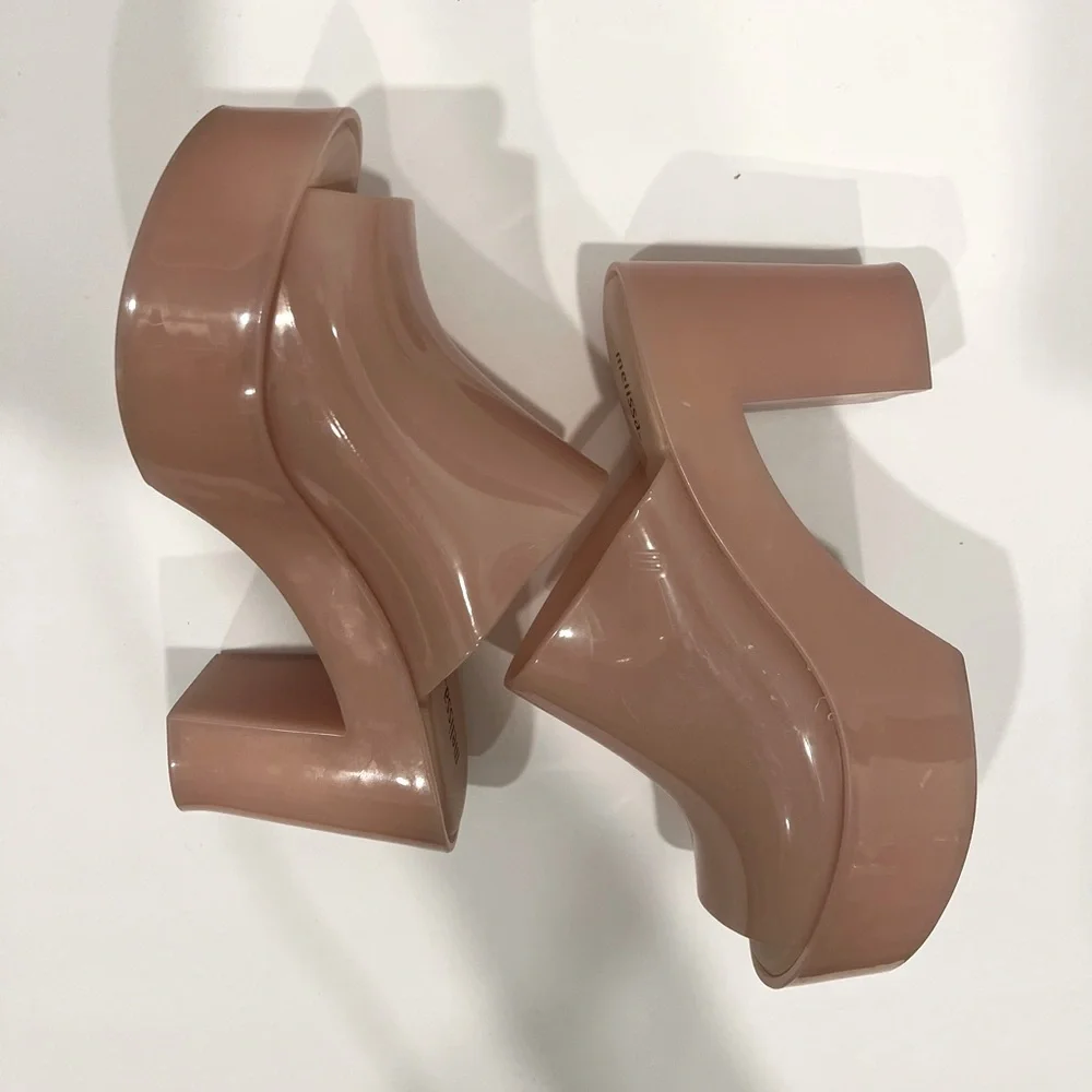 LIKE NEW‼️Melissa Jelly Platform Mule Beige/Nude -Size 8 - Picture 7 of 12
